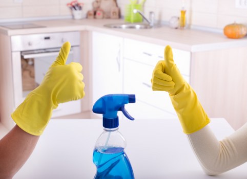 Carpet cleaning team preparing service equipment