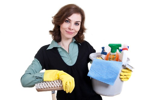 Customer choosing a safe payment method for carpet cleaning
